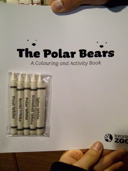 Polar bear coloring book with all white crayons