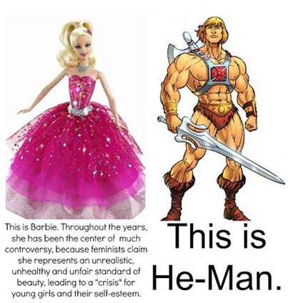 he man verses Barbie and feminism